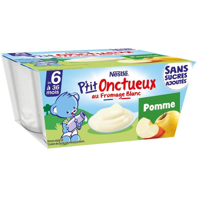 8445290605375 - Nestlé - P'tit Onctueux - Desserts Lactés Pomme Fromage Blanc Sans Sucres Ajoutés Coupelle Bébé Dès 6 mois