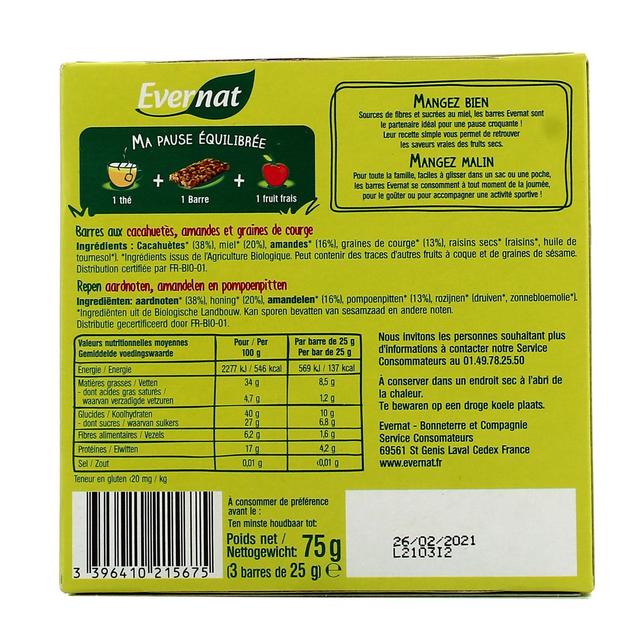 3396410215675 - Evernat - Barres Fruits Secs Bio
