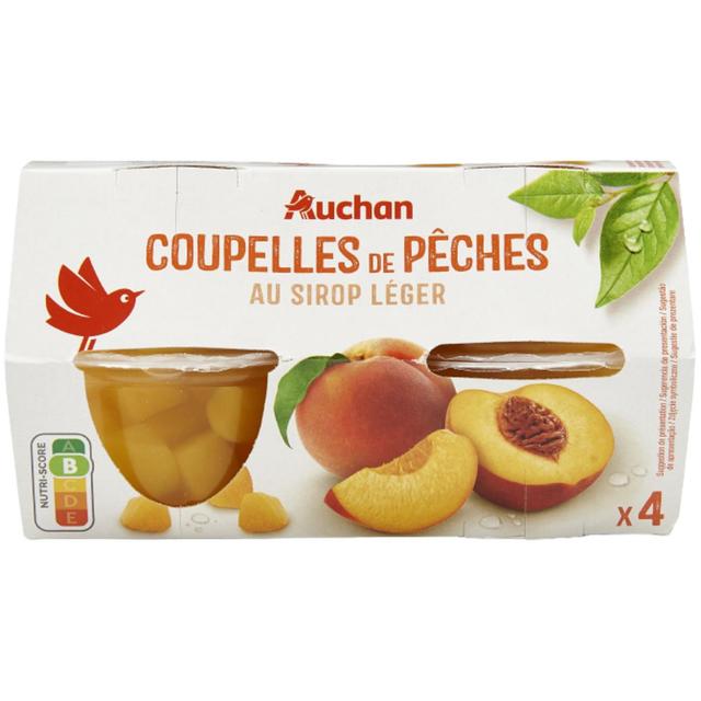 3596710379675 - Auchan - Coupelles de pêches au sirop léger