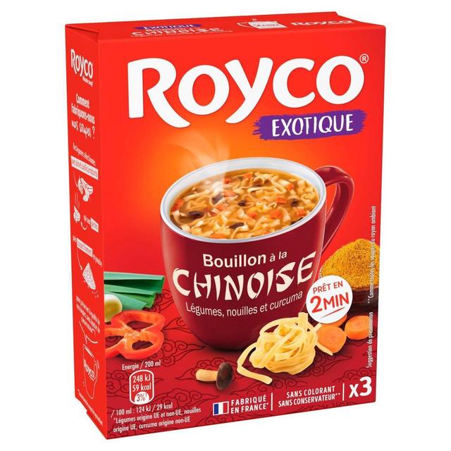 3036810070176 - Royco - Bouillon à la chinoise- Légumes, Nouilles chinoise et curcuma - 3 sachets instantanée