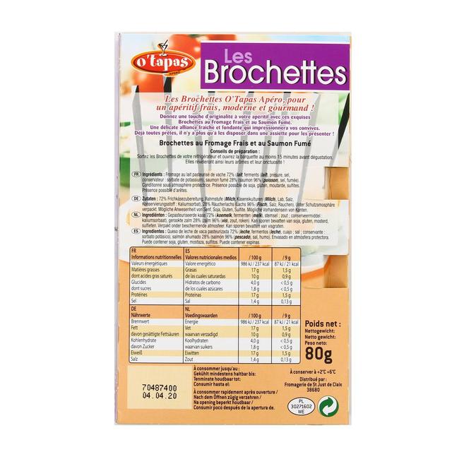 3760112650476 - O'Tapas - 9 Brochettes de Fromage saumon fumé