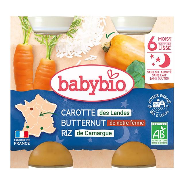 3288131510576 - Babybio - Carottes des Landes Potimarron Riz Bio Pots Bébé dès 6 mois