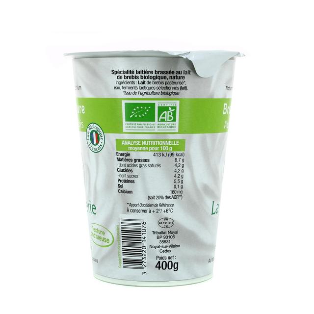 3273220141076 - LA Bergerie - Yaourt Brassé Nature au lait de brebis, Bio