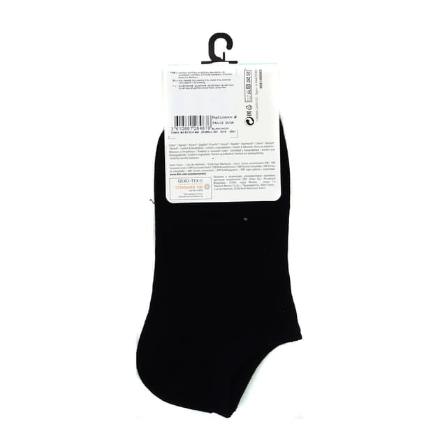 3610861284876 - Dim - Socquettes courtes noires & blanches en coton Femme