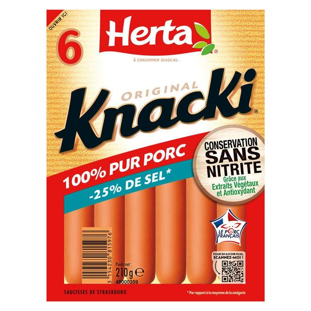 3154230815976 - Herta - Knacki Taux de Sel Réduit, Conservation Sans Nitrite