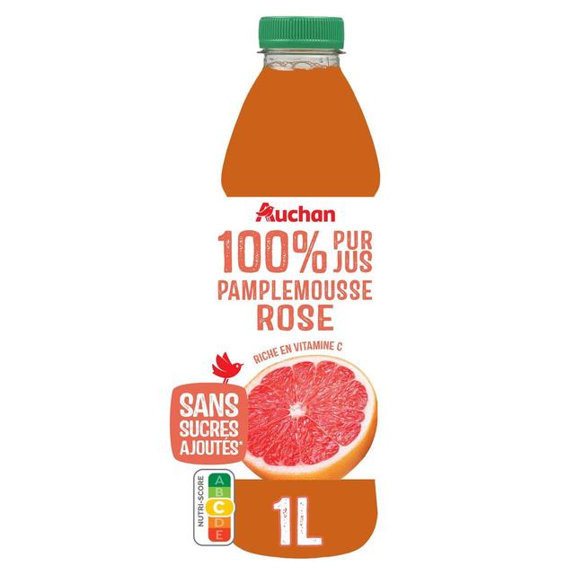 3254566096176 - Auchan - Pur jus de pamplemousse rose sans sucres ajoutés