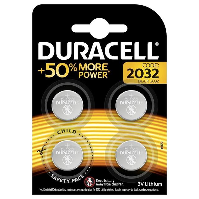 5000394119376 - Duracell - 4 Piles Bouton CR2032 Lithium Miniature 3V
