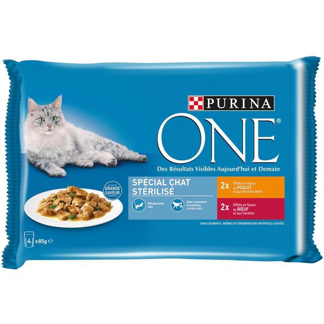 7613034940377 - Purina - One - Sachets en sauce Effilés Poulet Boeuf pour chat stérilisé