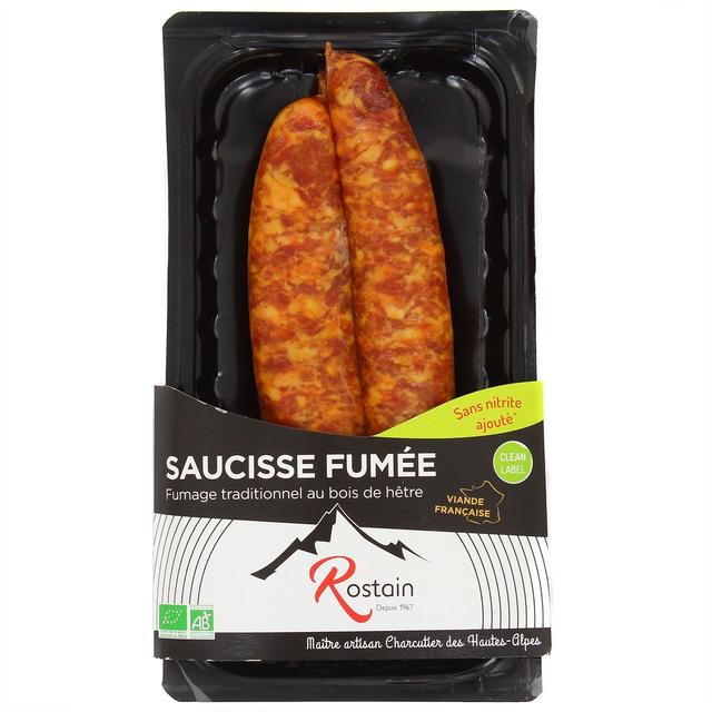 3507170901177 - Rostain - Saucisse fumée bio à bouillir x2, sans nitrite ajouté
