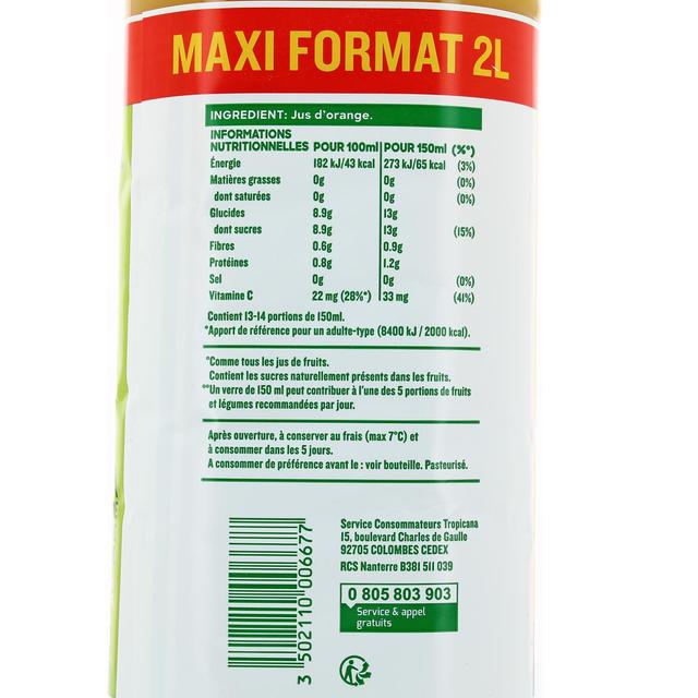 3502110006677 - Tropicana - Pur jus d'orange sans pulpe
