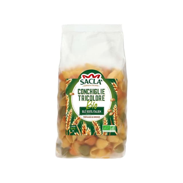 8001060030978 - Sacla - Pâtes Conchiglie Tricolore Premium Bio