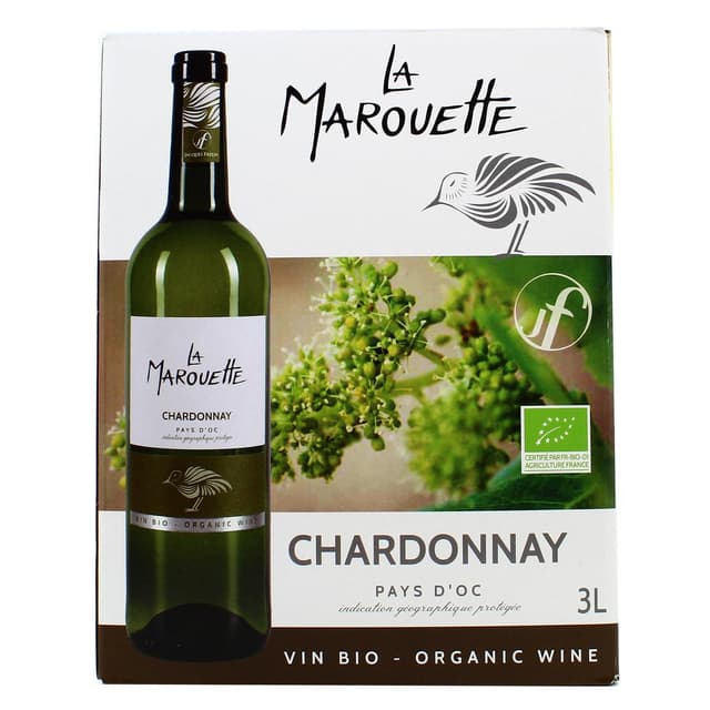 3380330003078 - Vin de pays d'Oc Blanc IGP - Marouette Chardonnay Bio