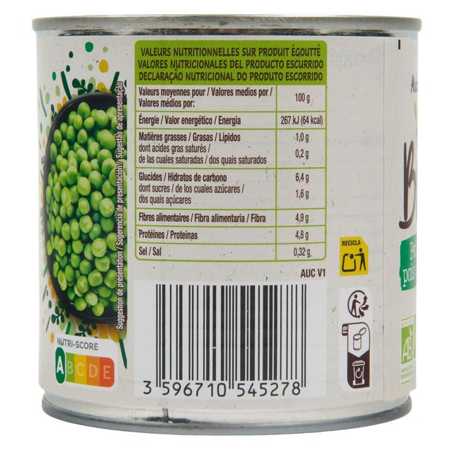 3596710545278 - Auchan BIO - Petits pois sans sucres ajoutés Bio