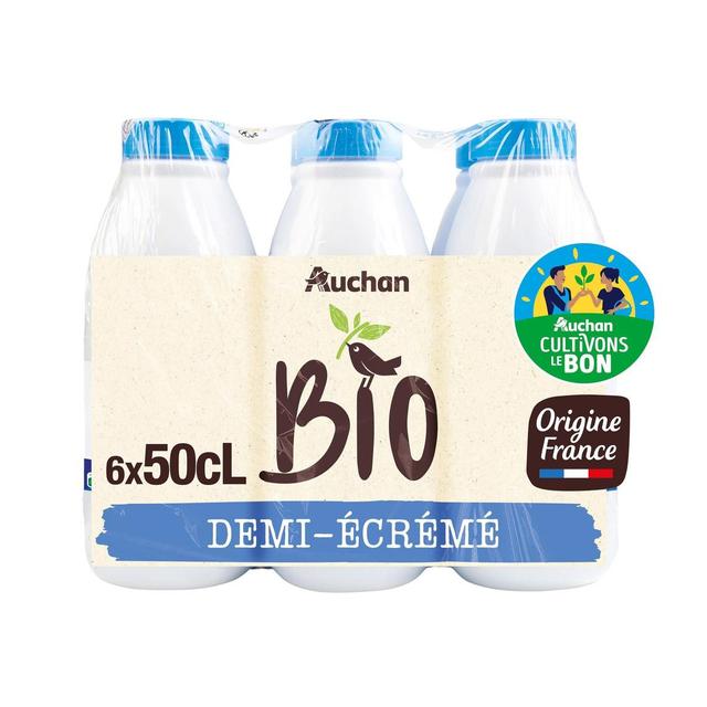 3596710465378 - Auchan Solidaires Bio - Lait demi-écrémé UHT Bio