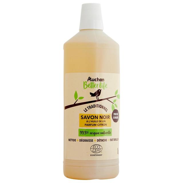 3596710497478 - Auchan Better Life - Savon noir liquide à l'huile de lin parfum citron