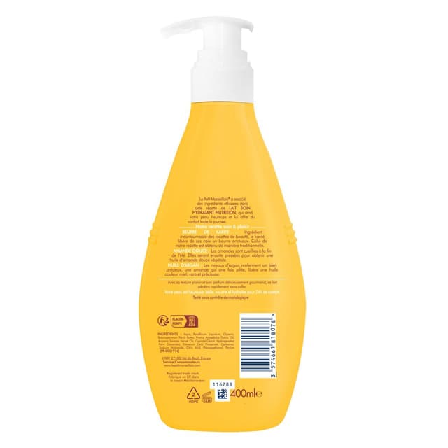 3574661818078 - Le Petit Marseillais - Lait Corps Nutrition Hydratante Beurre de Karité Amande Douce Huile d'Argan