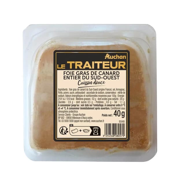3254568080579 - Auchan Le Traiteur - Foie Gras de Canard Entier Sud-Ouest