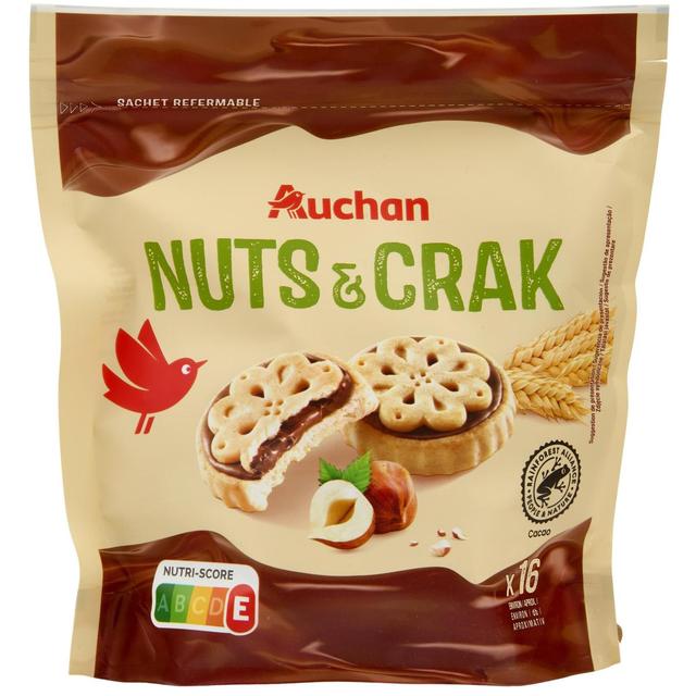 3596710492879 - Auchan - Mon goûter Biscuits fourrés à la pâte à tartiner noisettes x16