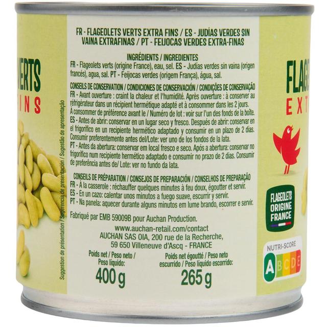 3596710443079 - Auchan - Flageolets verts extra fins
