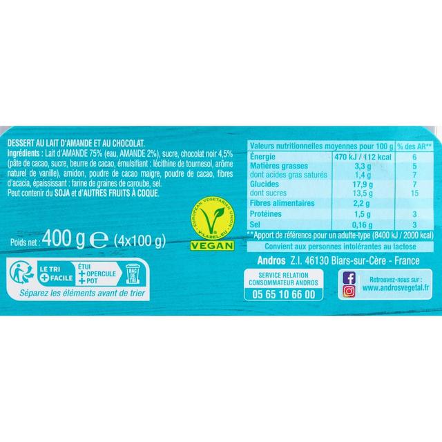 3608580086079 - Andros Gourmand et Végétal - Dessert végétal chocolat amande