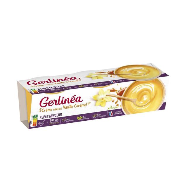 3175680906779 - Gerlinéa - 3 Coupelles crème saveur vanille caramel -43% de sucres en moins