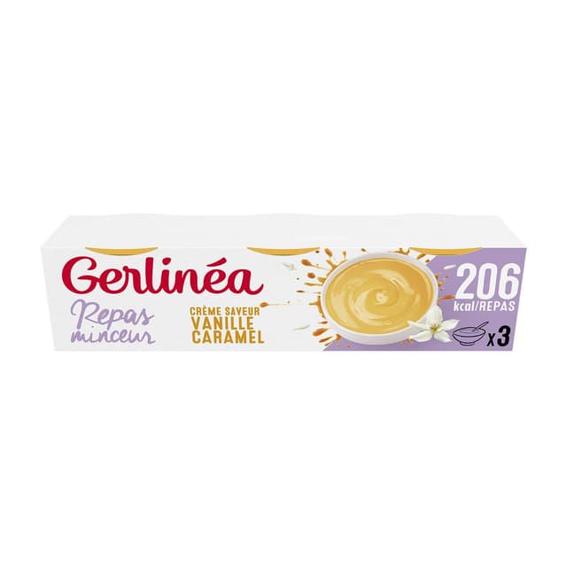 3175680906779 - Gerlinéa - 3 Coupelles crème saveur vanille caramel -43% de sucres en moins