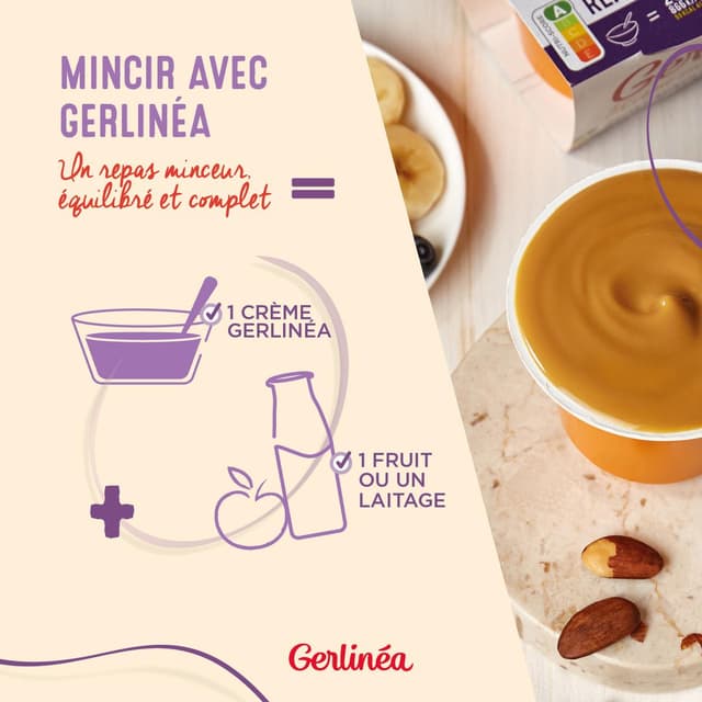 3175680906779 - Gerlinéa - 3 Coupelles crème saveur vanille caramel -43% de sucres en moins