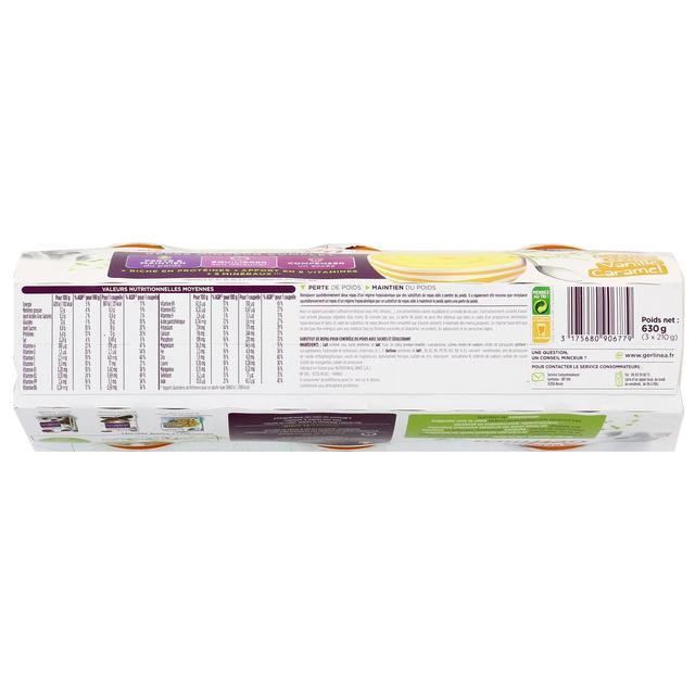3175680906779 - Gerlinéa - 3 Coupelles crème saveur vanille caramel -43% de sucres en moins