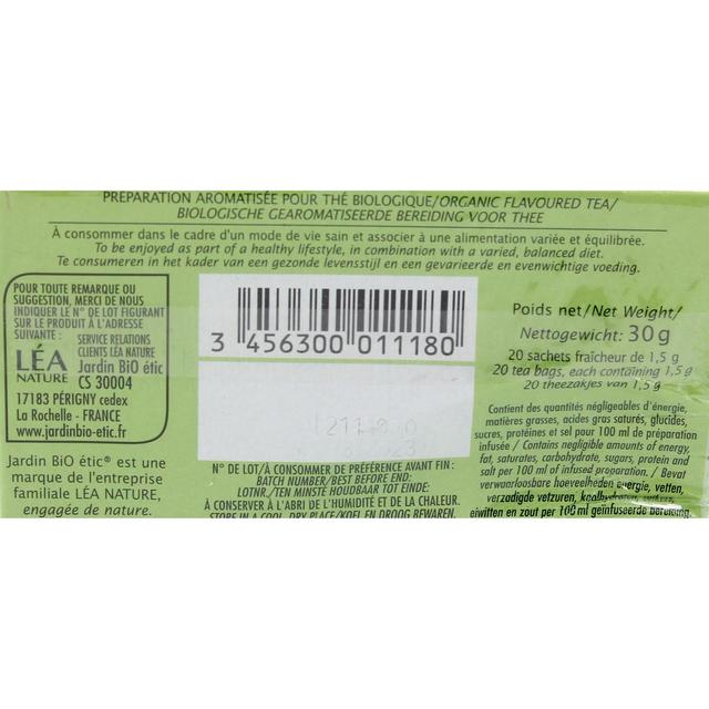 3456300011180 - Jardin Bio Etic - Thé Vert Menthe Fraîche Bio - 20 sachets