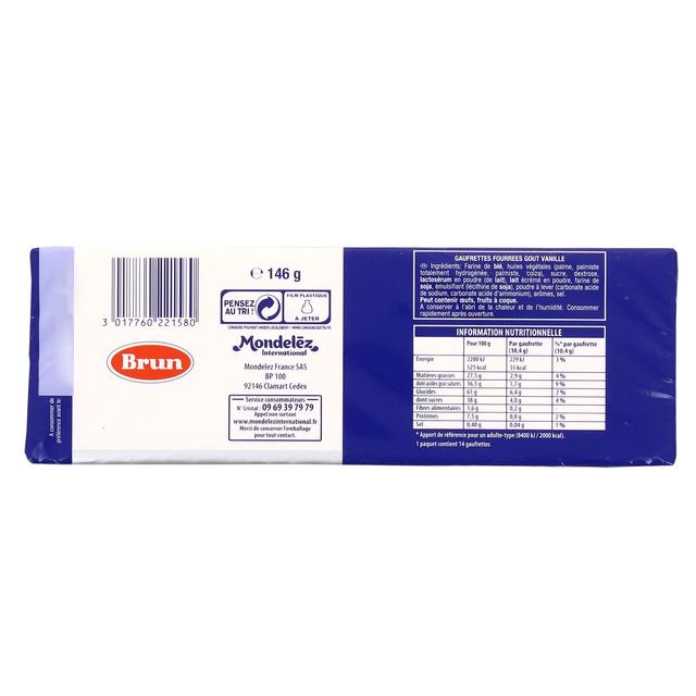 3017760221580 - Brun - Gaufrettes saveur vanille (x14)