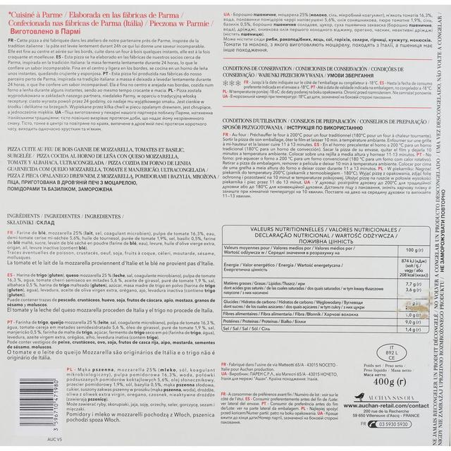 3596710471980 - Auchan Tavola In Italia - Pizza margherita cuite au feu de bois