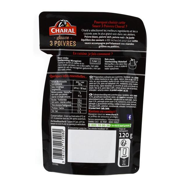 3181232172080 - Charal - Sauce aux Trois Poivres- poivre noir, vert et blanc