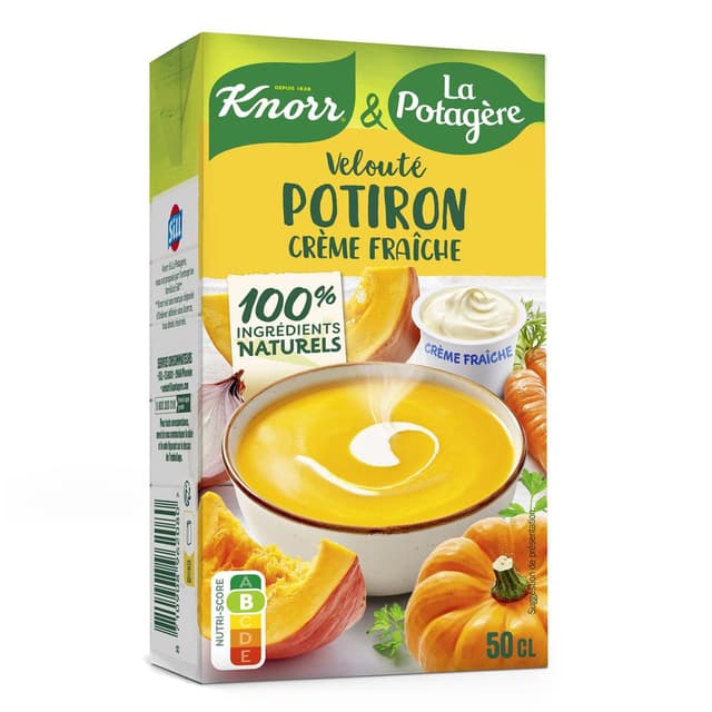 8710908962080 - Knorr & La Potagère - Velouté de potiron à la crème fraîche Soupe liquide en brique pour 2