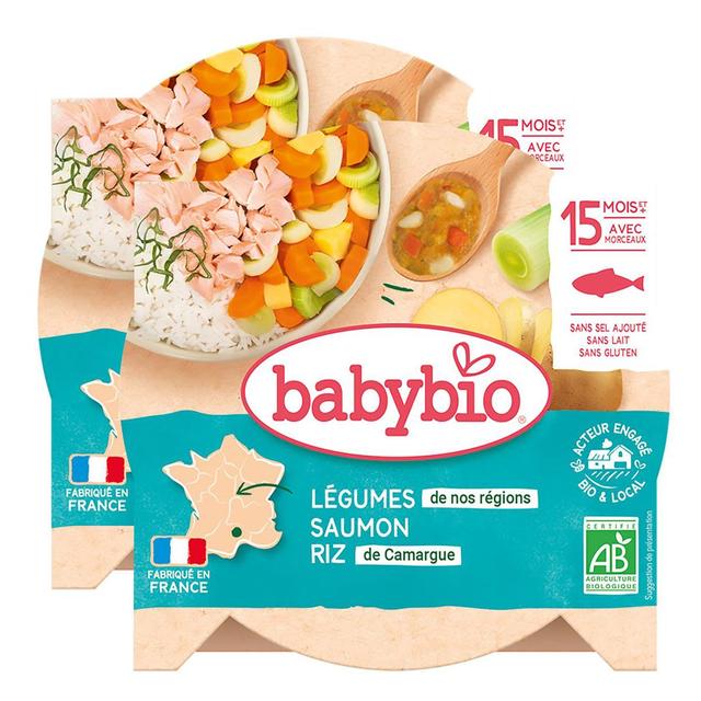 2050000312380 - Babybio - Méli-Mélo de Légumes, Saumon, Riz Bio Assiette Bébé Dès 15 mois