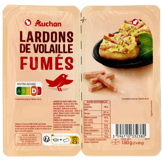 3596710332380 - Auchan - Lardons de Volaille Fumés