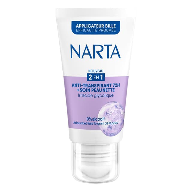 3600551203980 - Narta - Déodorant Bille 2en1 Anti-Transpirant 72H + Soin Peau Nette à l'Acide Glycolique