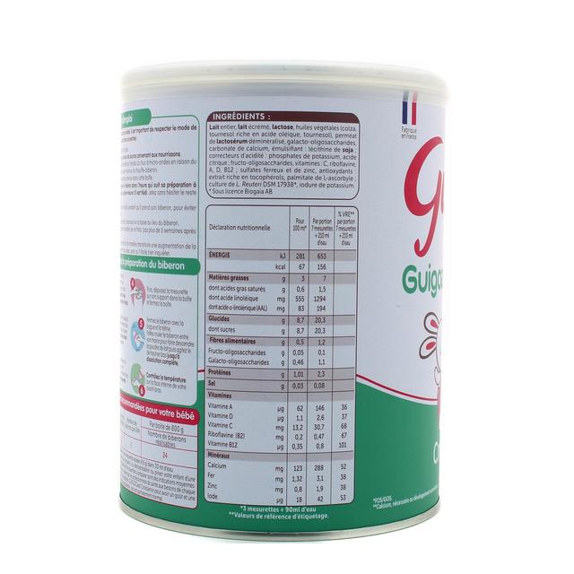 7613035124080 - Guigoz - Lait de Croissance Guigozgest 3ème âge en Poudre Bébé Dès 12 mois