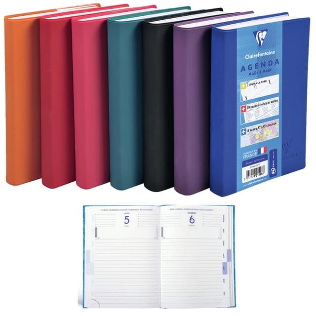3037920215280 - Clairefontaine - Agenda scolaire 2024-2025 journalier 12 x 17 cm coloris assortis