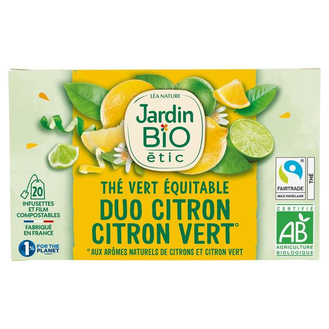 3456300016680 - Jardin Bio Etic - Thé Vert Duo Citron et Citron Vert Bio - 20 sachets