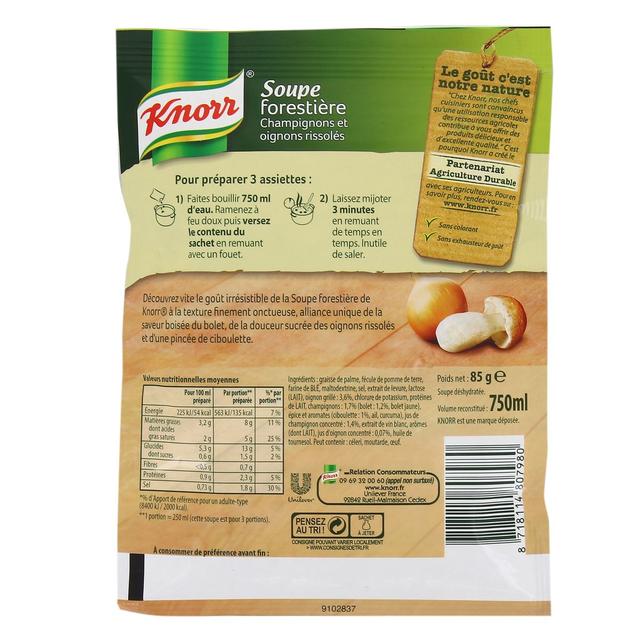 8718114807980 - Knorr - Soupe forestière- Champignons et oignons rissolés déshydratée