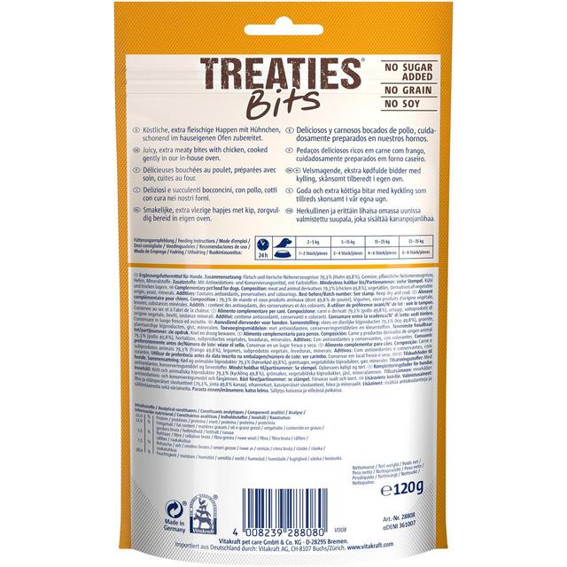 4008239288080 - Vitakraft Treaties Bits - Bouchées Poulet - Friandise Récompense pour chien