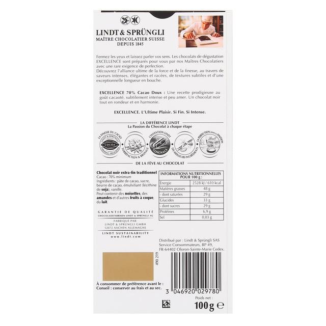 3046920029780 - Lindt - Excellence Noir 70% doux