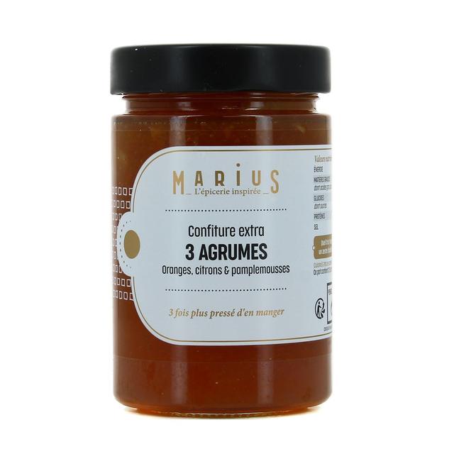 3504231100081 - Marius, L'Épicerie Inspirée - Confiture Extra 3 agrumes- Oranges, Citrons et Pamplemousses