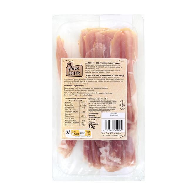 3701363300581 - Plein Jour - Jambon des Pyrénées en Chiffonnade, Bio