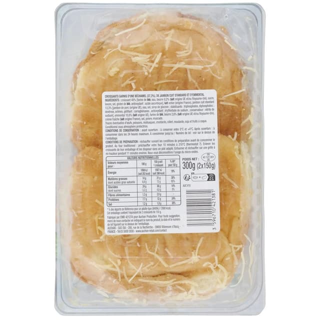3596710421381 - Auchan - Croissants au Jambon et à l'Emmental