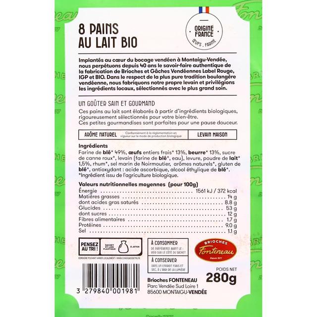 3279840001981 - Brioches Fonteneau - Pains au Lait Pur Beurre Bio