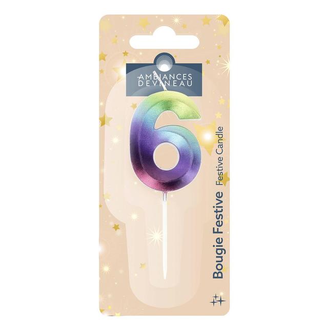 3482356828281 - Ambiances Devineau - Bougie anniversaire chiffre 6 multicolore