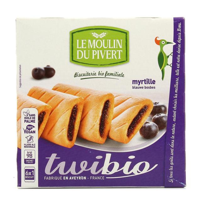 3268350120282 - Le Moulin du Pivert - Biscuits Twibio fourrés myrtille bio x6