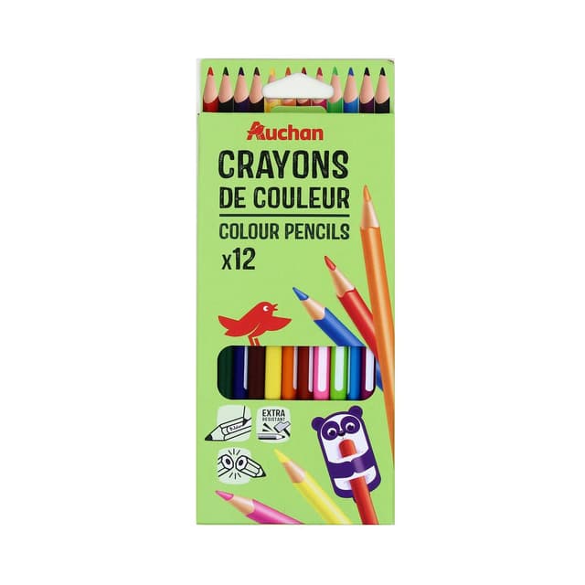 3665257682682 - Auchan - Lot de 12 crayons de couleurs