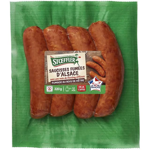 3180950033482 - Stoeffler - Saucisses d'Alsace Fumées
